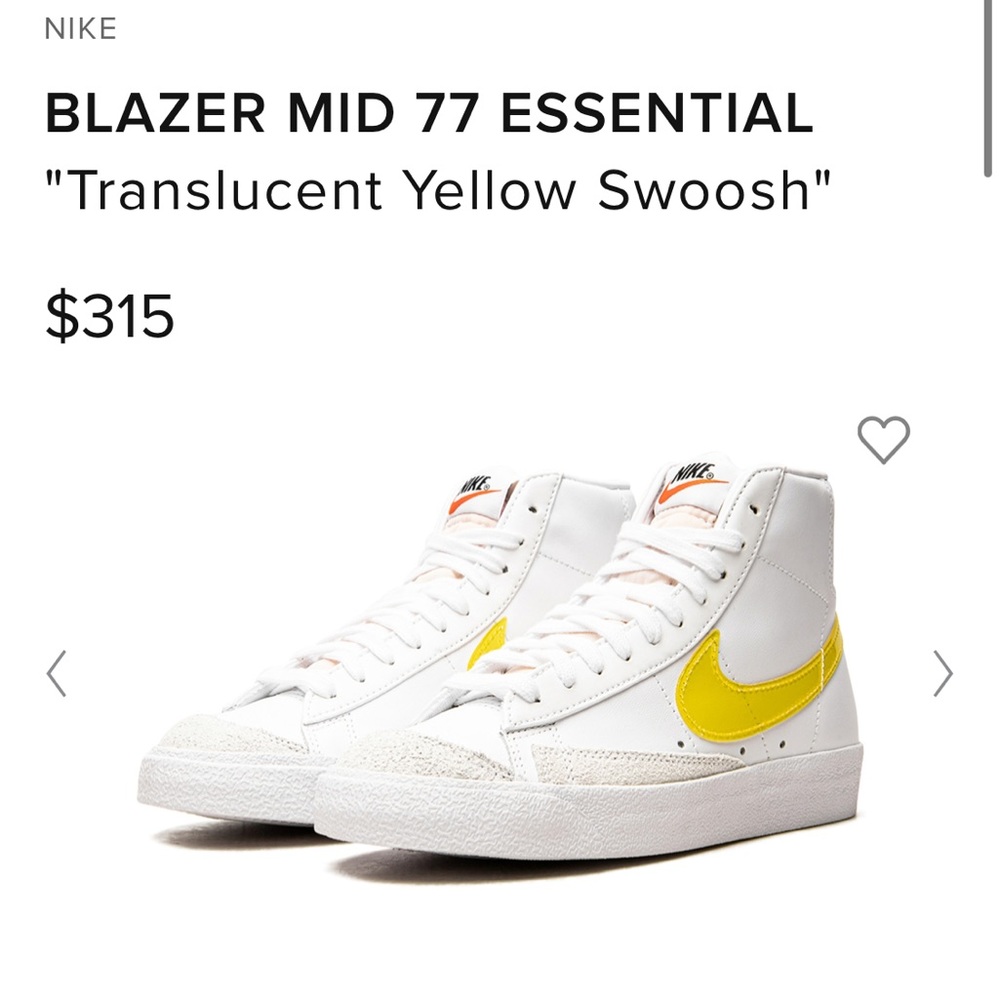 NIKE BLAZER MID 77 ESSENTIAL "Translucent Yellow Swoosh"